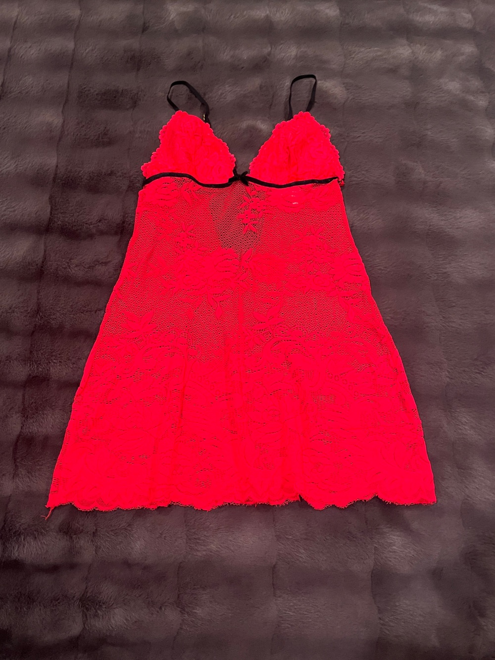 Victoria's Secret Red Lace Lingerie with Black Trim - Small (S) - NWOT